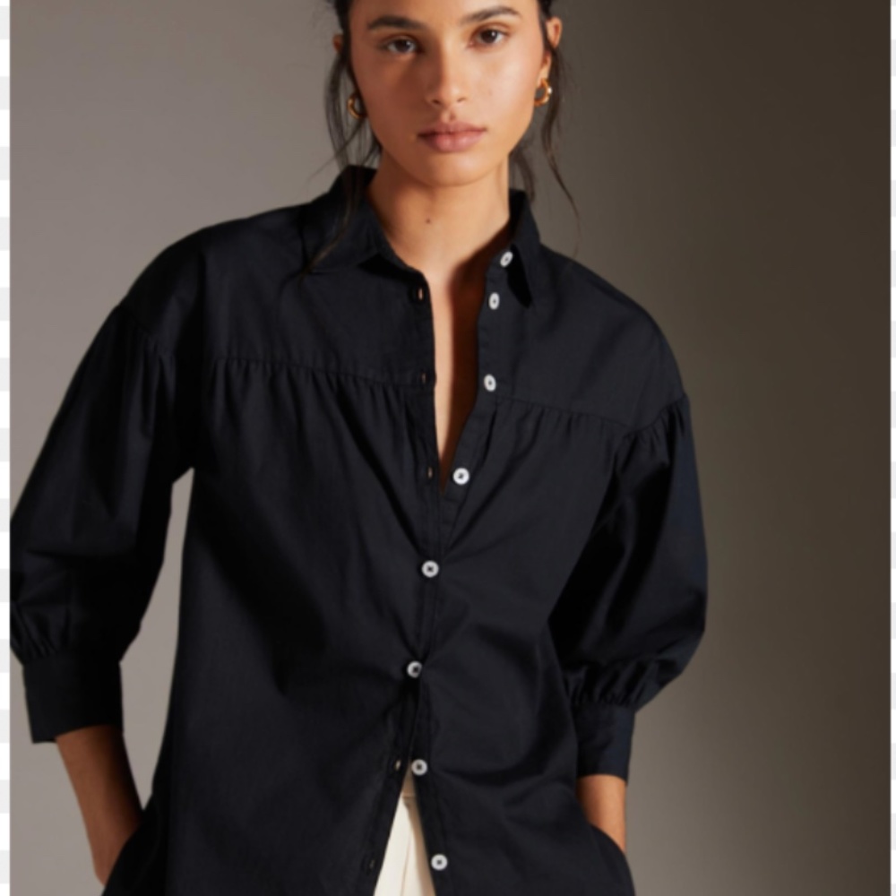 Anthropologie Maeve poplin button down top XS NWT